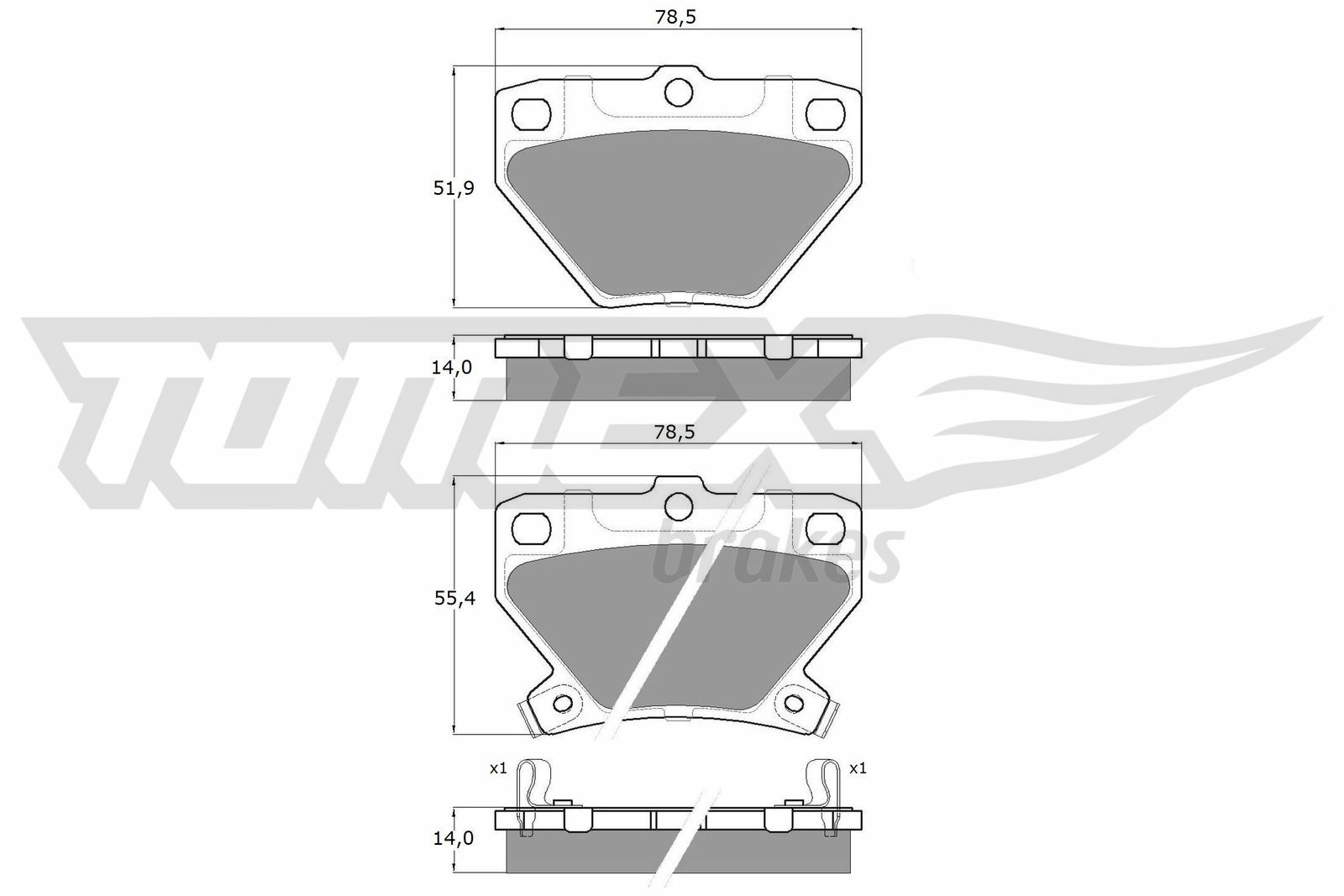 Sada brzdových destiček, kotoučová brzda TOMEX Brakes